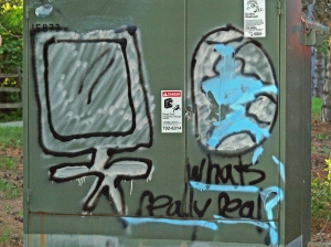 What's Really Real? Graffiti on an electrical box near my home.
